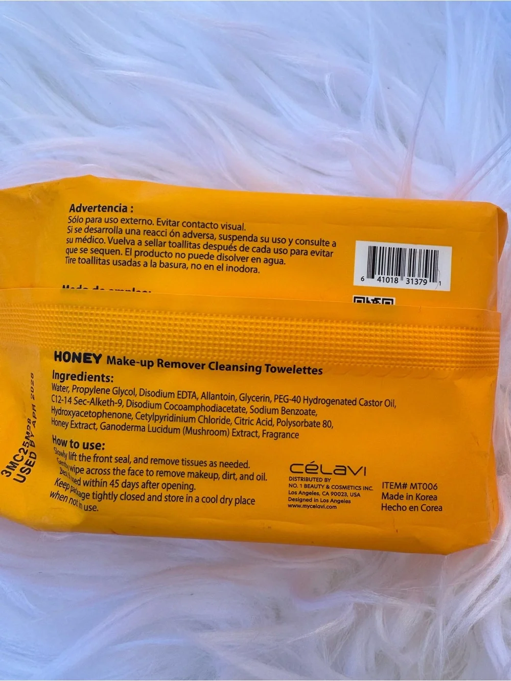 Honey Make-up Remover Cleansing Towelettes - Yellow